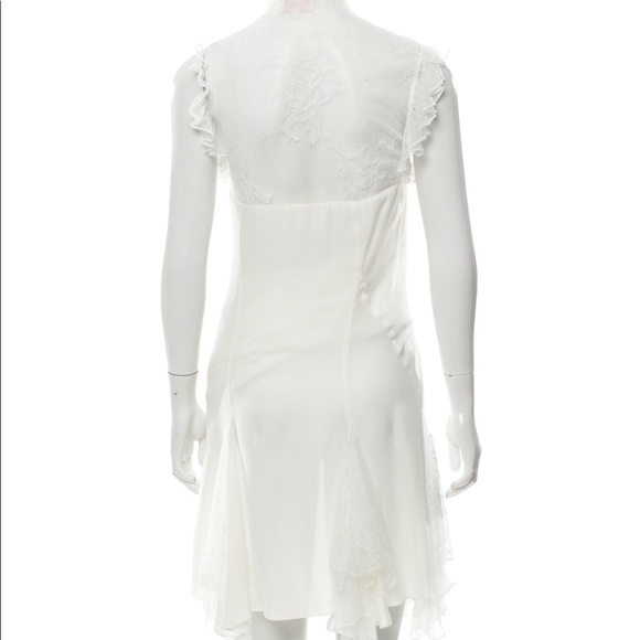 Cinq a Sept Silk Mini Lace Ruffle White Dress - Picture 7 of 13